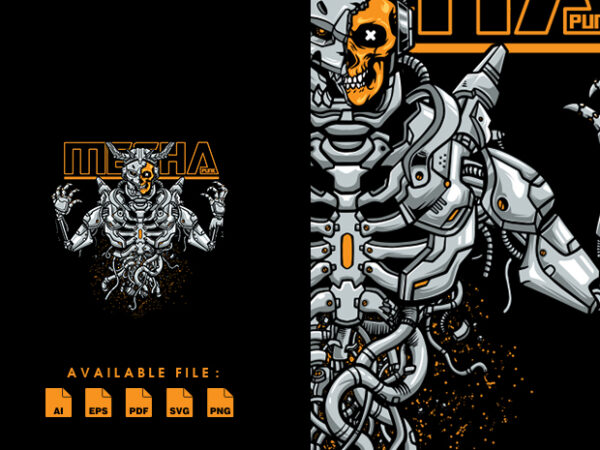 Skull mecha t shirt design