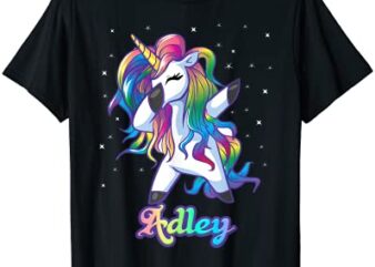 adley name personalized custom rainbow unicorn dabbing t shirt men