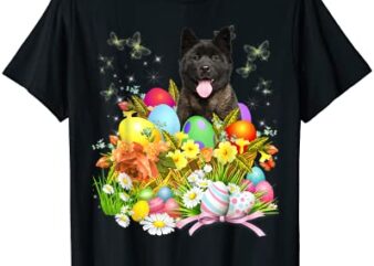 akita bunny dog with easter eggs basket cool t shirt men