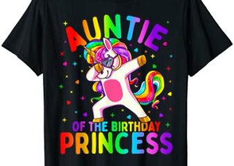 auntie of the birthday princess girl dabbing unicorn aunt t shirt men