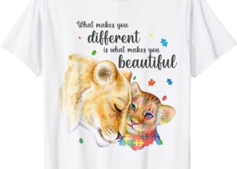 autism awareness what makes you different lion mom women kid t shirt men