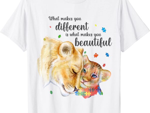 Autism awareness what makes you different lion mom women kid t shirt men