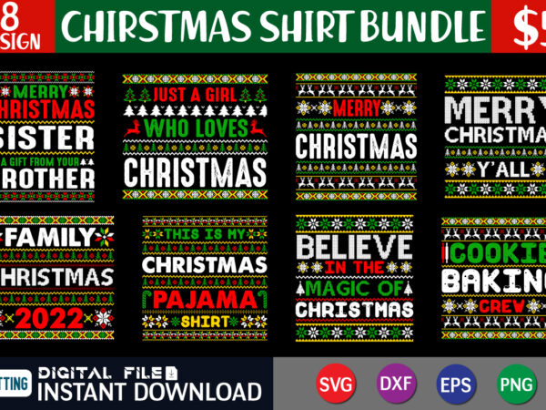 Christmas pattern t shirt bundle
