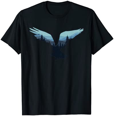Beautiful flying eagle night sky forest bird silhouette t shirt men