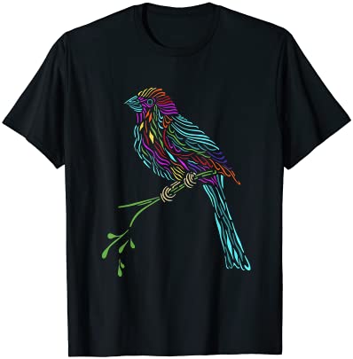 Bird graphic drawing cute bird lover t shirt men