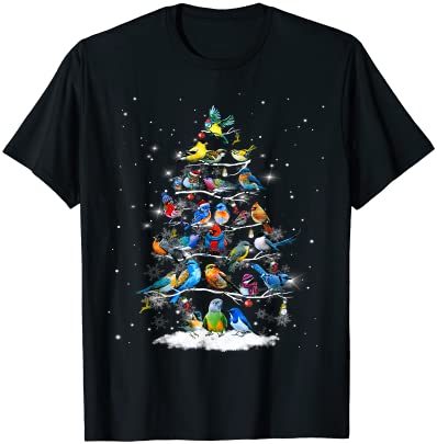 Birds christmas tree t shirt men