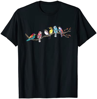 Birds on a branch birding bird watching bird watcher t shirt men