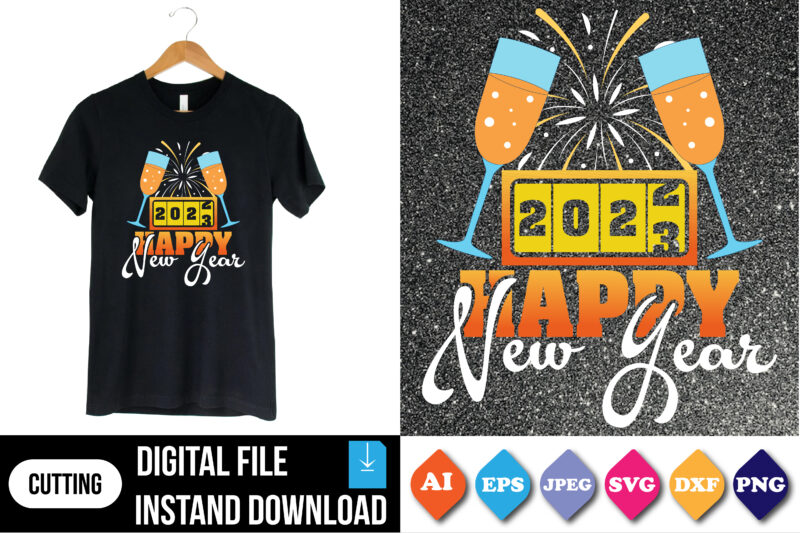 happy new year t-shirt print template