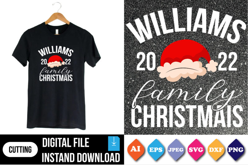 Williams 2022 family Christmas t-shirt merry Christmas print template