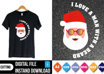 I love a man with a beard t-shirt print template