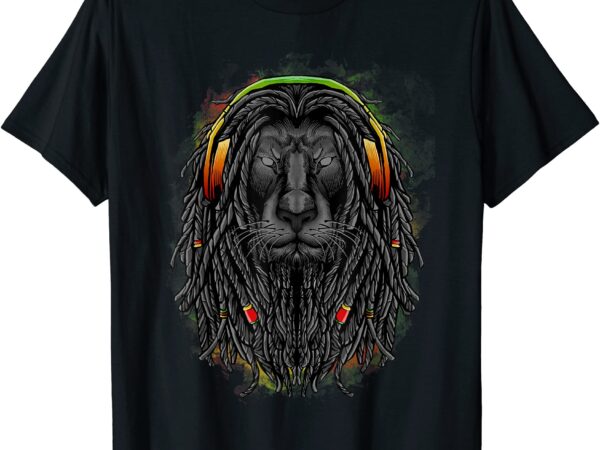 Black rasta lion with dreads show your pride t shirt men