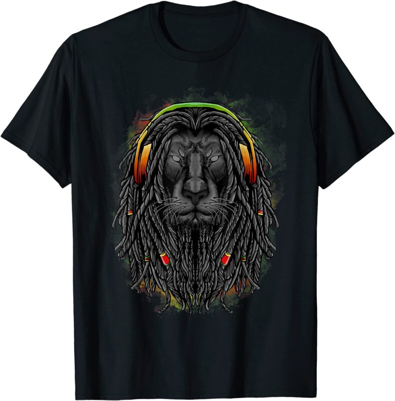 black rasta lion with dreads show your pride t shirt men