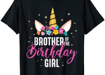 brother of the birthday girl sibling gift unicorn birthday t shirt men