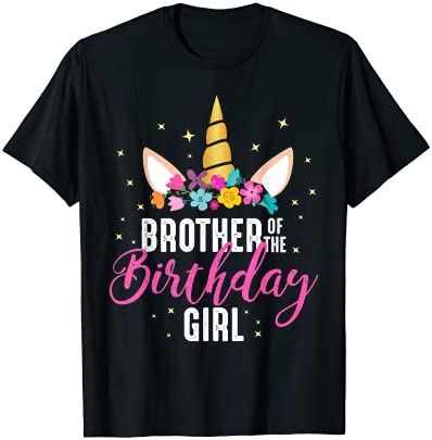 Brother of the birthday girl sibling gift unicorn birthday t shirt men