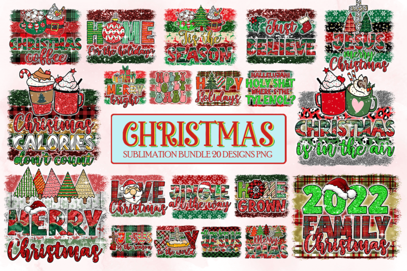 20 Design Christmas Bundle PNG Sublimation Design
