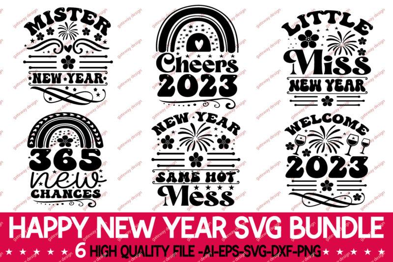 happy new year svg bundle,Happy New Year svg, Happy New Year Sign svg, New Year svg, Holiday svg, dxf, png, Happy New Year Shirt, Print, Cut File, Cricut, Silhouette Peace