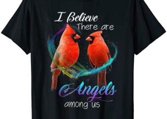 cardinal bird i believe there are angels among us t shirt t shirt men