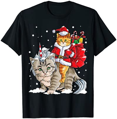 Cat christmas santa caticorn unicorn meowy catmas xmas girls t shirt men