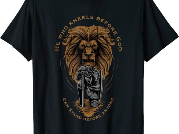 Christian gifts religious kneeling warrior lion of judah men t shirt men