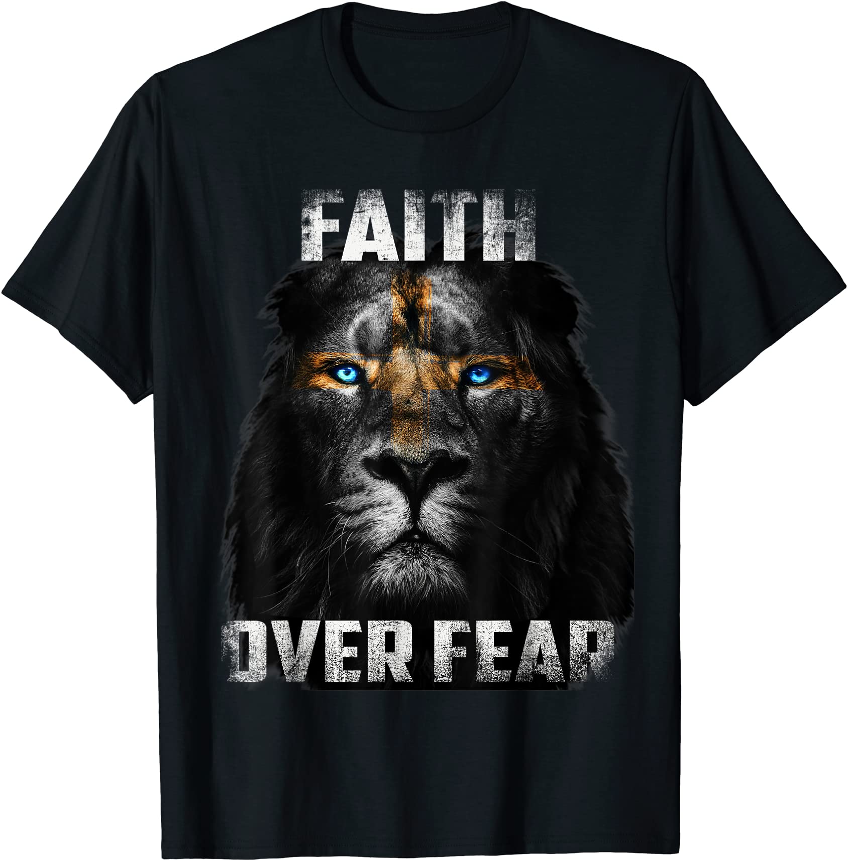 christian jesus faith over fear religious lion of judah t shirt men ...