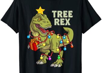christmas dinosaur kids boys men christmas lights tree rex t shirt men