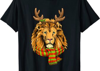 christmas lion head reindeer xmas wildlife animal face t shirt men