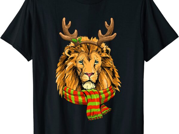 Christmas lion head reindeer xmas wildlife animal face t shirt men