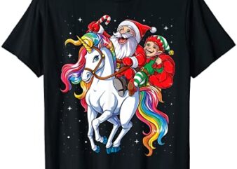 christmas santa elf riding unicorn xmas girls women rainbow t shirt men