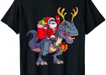 christmas santa riding dinosaur deer xmas kids boys men t shirt men