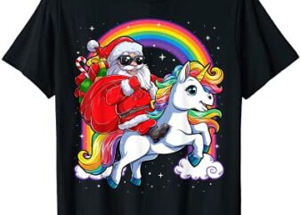 christmas santa riding unicorn xmas girls women rainbow t shirt men