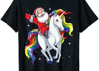 christmas santa riding unicorn xmas girls women rainbow t shirt menea30rbof9b_18