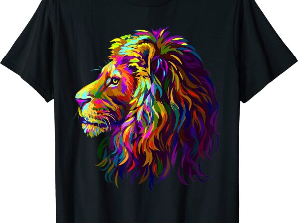 Colorful lion head designpop art style t shirt men