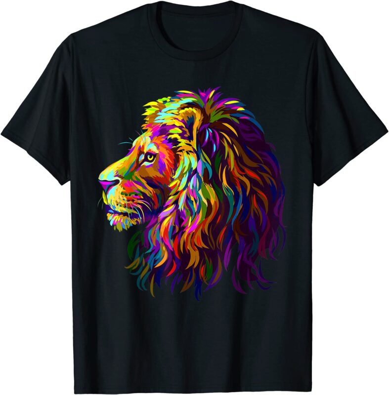 colorful lion head designpop art style t shirt men