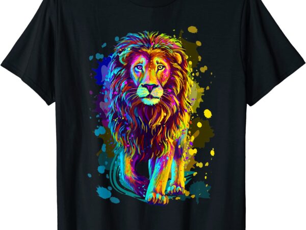 Cool colorful wild lion stylish t shirt lion graphic design t shirt men