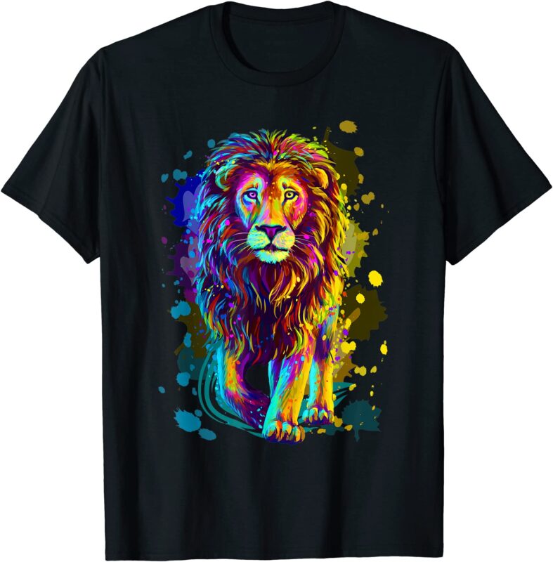 cool colorful wild lion stylish t shirt lion graphic design t shirt men