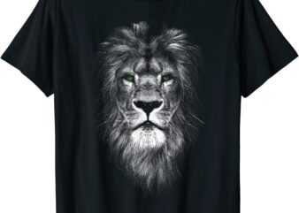 cool lion with green eyes t shirt men