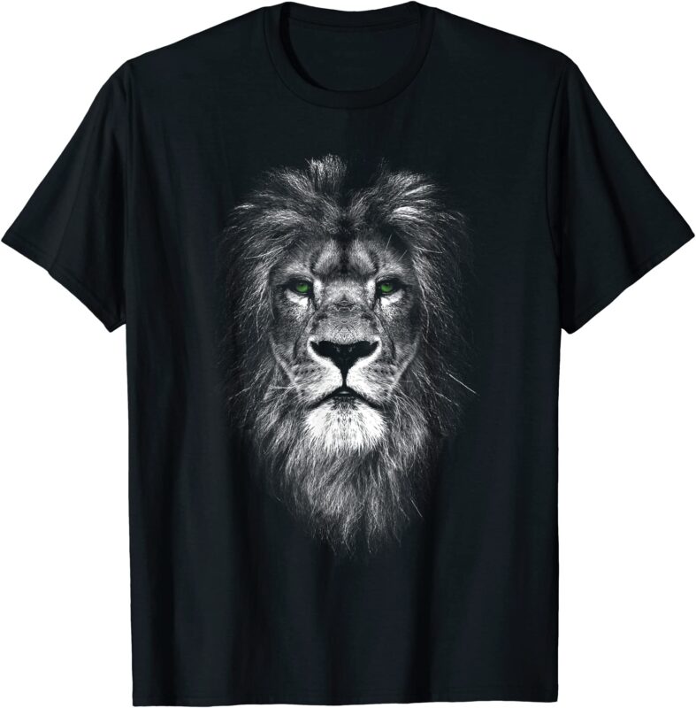 cool lion with green eyes t shirt men - Buy t-shirt designs