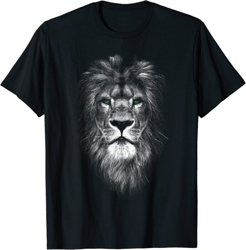 cool lion with green eyes t shirt men