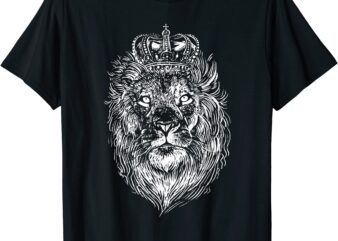 crowned lion hand drawn t shirt men