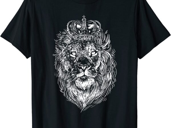 Crowned lion hand drawn t shirt men