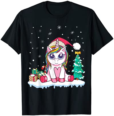 Cute unicorn christmas shirt kids girls women xmas christmas t shirt men