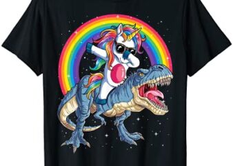 dabbing unicorn dinosaur t rex boys girls rainbow galaxy t shirt men