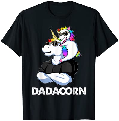 Dadacorn unicorn dad and baby christmas papa father39s day t shirt men