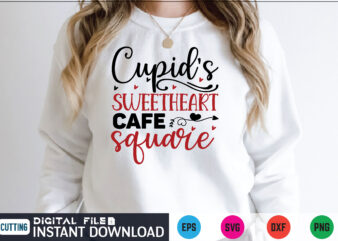 Cupid’s Sweetheart Cafe square valentines svg t shirt on sale