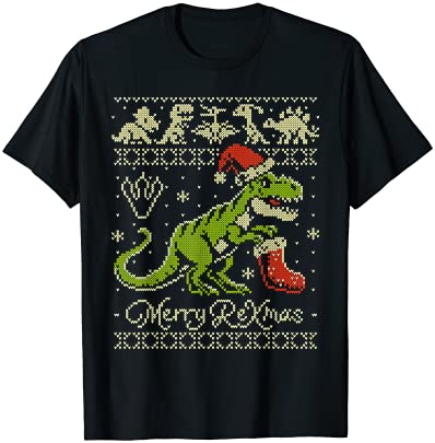 Dinosaur ugly christmas sweater funny christmas t shirt men