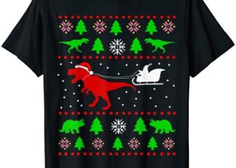 dinosaur ugly christmas sweater t shirt for adults kids t shirt men