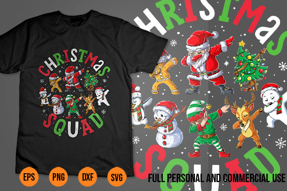 Christmas squad svg santa dabbing elf family matching pajamas t shirt vector file