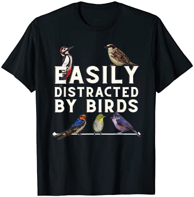Easily distracted by birds funny bird lover amp birdwatching t shirt men