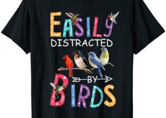 easily distracted by birds funny bird t shirt men