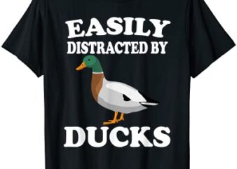 easily distracted by ducks bird farm t shirt men